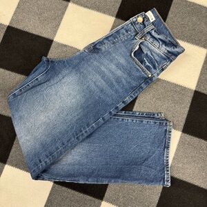 Zara Women’s High-Rise Straight-Leg Jeans in Medium Blue